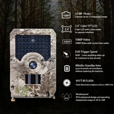PR200 de Camera's CMOS 12MP 1080P van de de jachtsleep